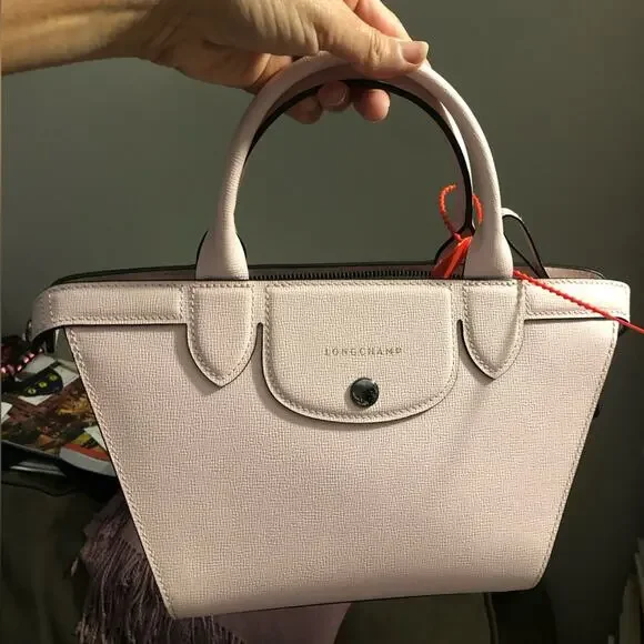 Longchamp RARE Le Pliage Heritage Top Handle Small Leather Pink Handbag NWOT - Picture 10 of 11